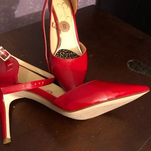 Jessica Simpson Red Ankle Strap Stiletto Heels